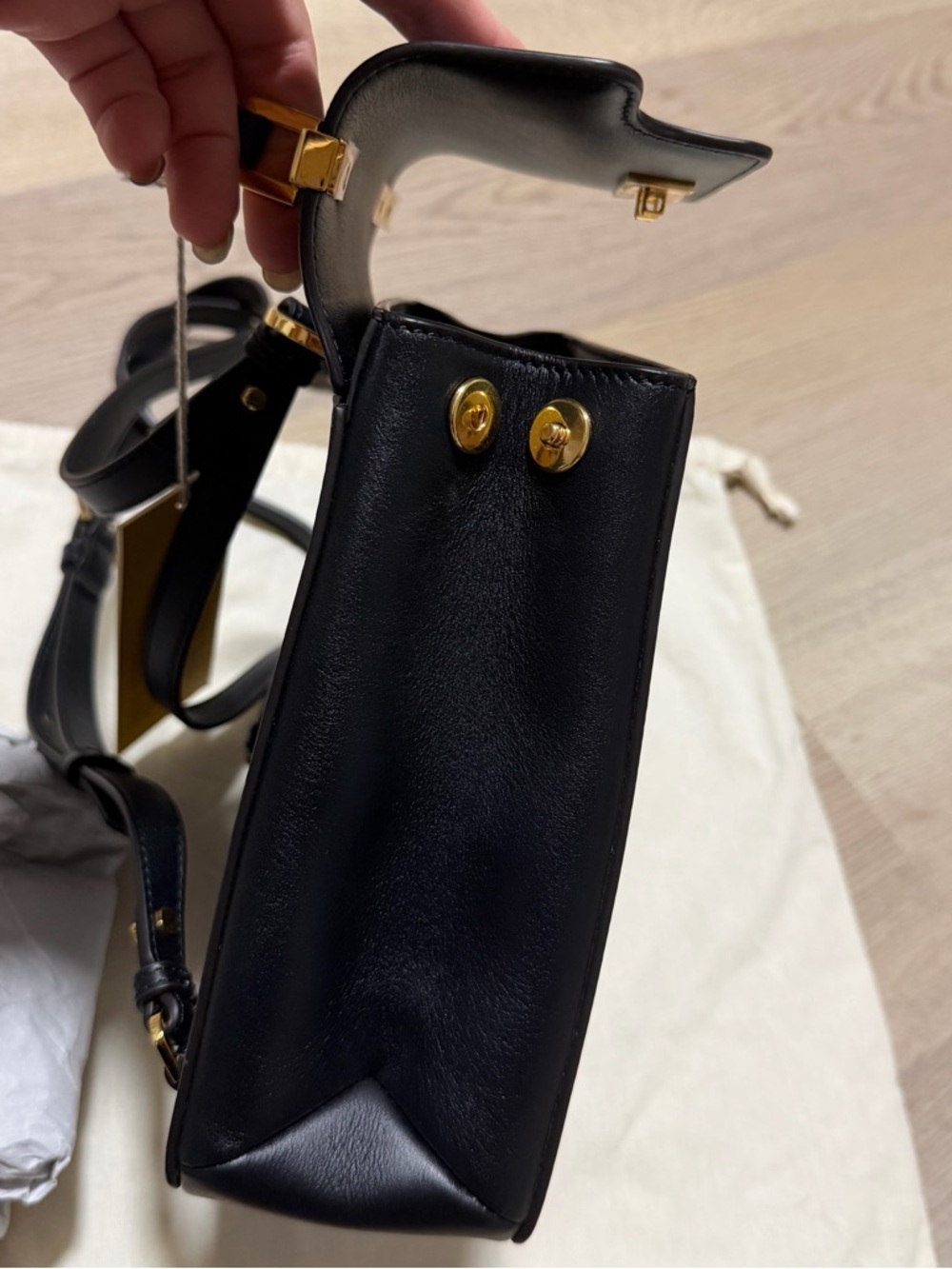 Marni Black Trunkaroo Leather Mini Backpack with Gold Hardware - Picture 12 of 13